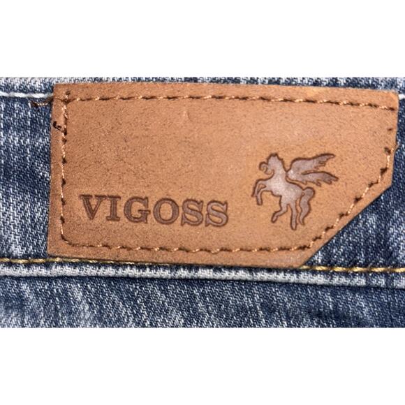 Vigoss Women's Denim Capri Pants Size 7 Cropped Embellished Distressed Cuffs EUC - Picture 7 of 9